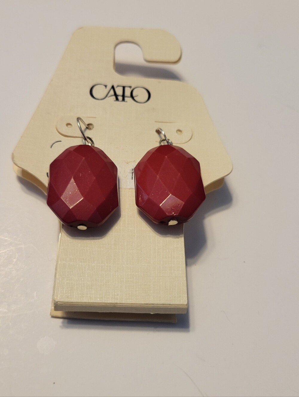 CATO Faceted Wine Red Drop Earrings